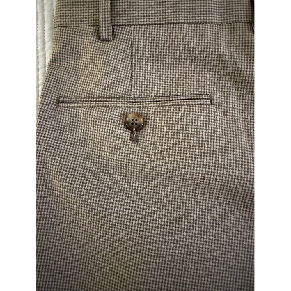 Ralph Lauren Mens Size 38/30 Brown Houndstooth Pleated Cuffed Dress Pants Slacks - Picture 14 of 16